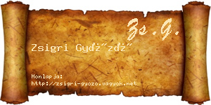 Zsigri Győző névjegykártya